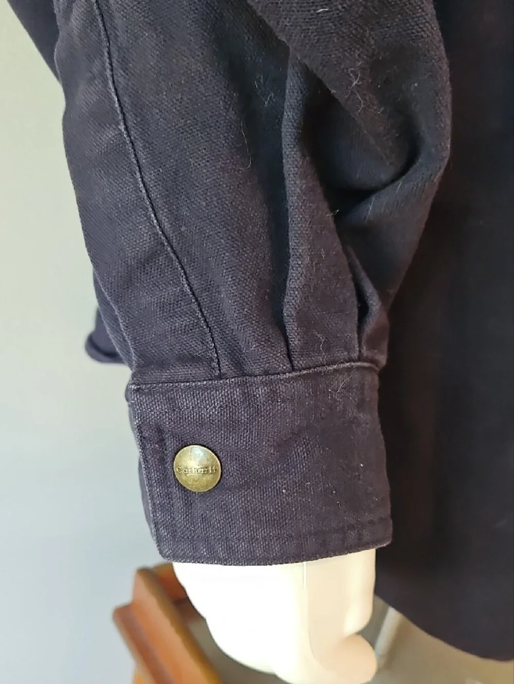 Carhartt Men's Dark Blue Button-Up Flannel Linned Work Jacket